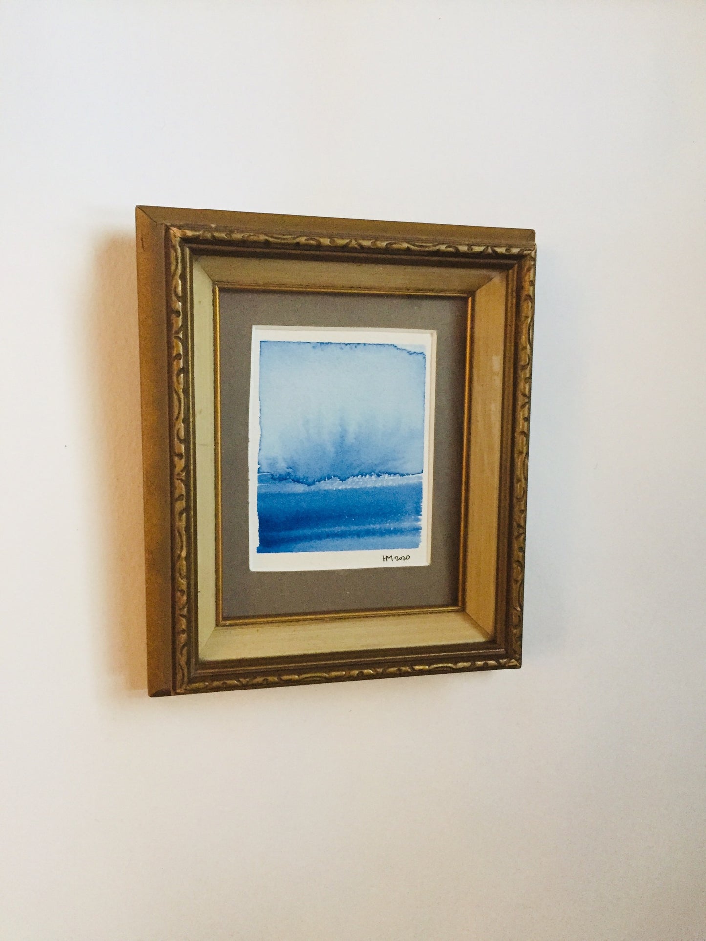 Blue Mini Watercolour in an Antique Frame